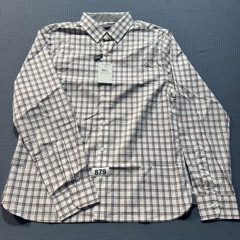 Van Heusen Men's Regular Fit Button Down Collar Dress Shirt Sz L Brand‎ New